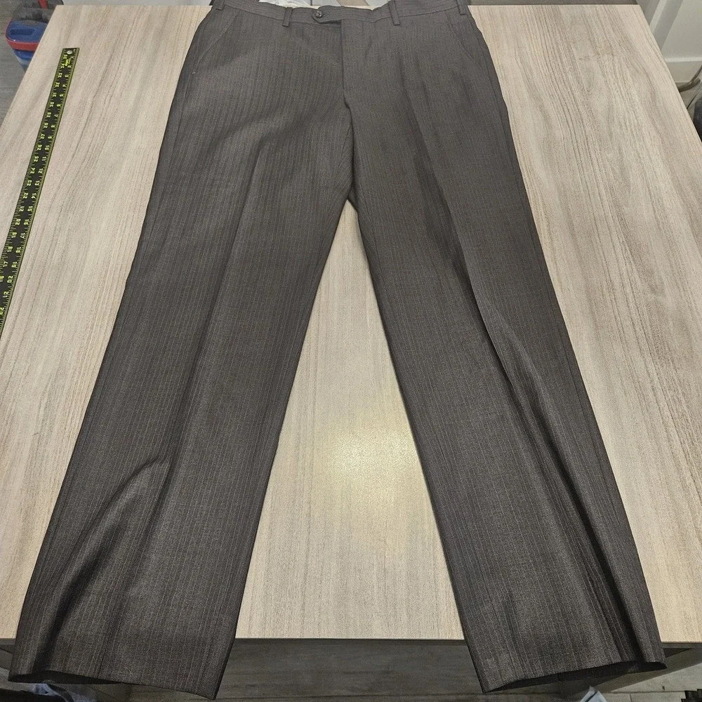 Brooks Brothers Lanificio‎ Fitzgerald Suit 40L Gray Stripe 34x31 Italian Wool